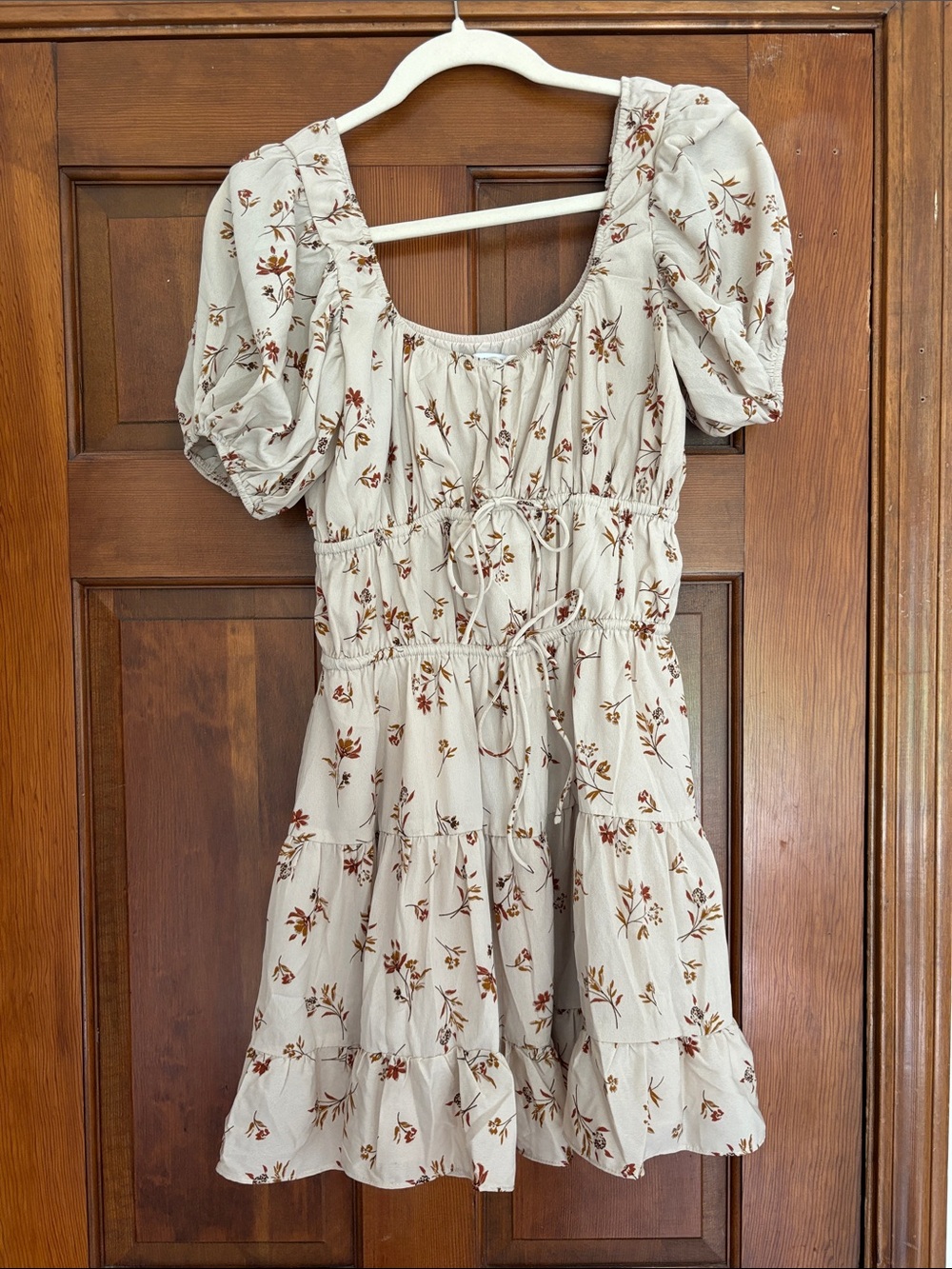 Sabo Skirt Cream Mini Dress with Rust Floral Print